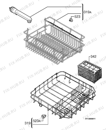 Взрыв-схема посудомоечной машины Elektra Bregenz GI843W - Схема узла Basket 160